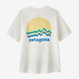 The Patagonia Kids' Capilene Silkweight Tee in the Ridge Rise Moonlight White Colorway