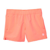 TYLER'S Girls' Solid Volley Shorts in navy blue, angled side view.