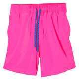 TYLER'S Men's Solid Volley Shorts in Navy Blue, angled side view
