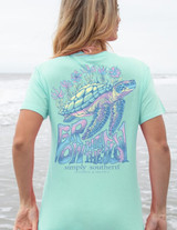 Simply Southern Women's Flow Track Tee in sea colorway
