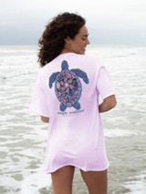 Simply Southern Women's Mandala Turtle Track Tee in aster colorway