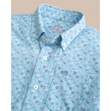 The Southern Tide Boys' Intercoastal Forget A-Boat It Short Sleeve Sport Shirt in Clearwater Blue