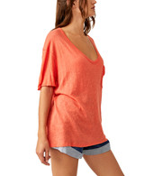 Free People Women's All I Need Tee in manderin red colorway