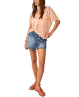 Free People Women's All I Need Stripe Tee in grapefruit seltzer colorway