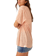 Free People Women's All I Need Stripe Tee in grapefruit seltzer colorway