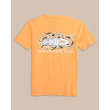 The Southern Tide Boys' Yachts of Sharks Short Sleeve T-Shirt in Salmon Bluff Orange colorway