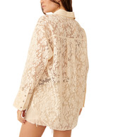 Free People Women's In Your Dreams Lace Buttondown Shirt in tea colorway