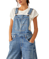 Free People Women's Good Luck Barrel Overalls in Ultra Light Beam colorway