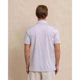 The Southern Tide Men's Driver Verdae Stripe Polo in Apricot Blush Coral colorway