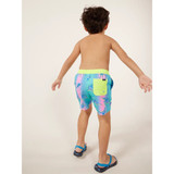 The Chubbies Toddler Magic Print Classic Swim Trunk in the Pink and Blue Lil Dino Print