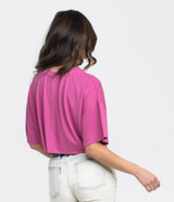 Southern Rose Shirt Women's Breezy Cropped Tee in vivid rose colorway