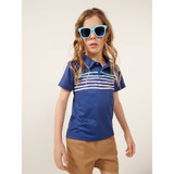 The Chubbies Toddlers'Performance Polo in the Navy Neon Stripe Colorway