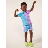 The Chubbies Toddlers'Performance Polo in the Blue/Pink Dinosaur Colorway