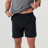 Burlebo Men's Everyday Performance Shorts in Matte Black/Retro Duck Camo front view