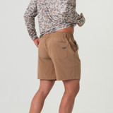 Burlebo Men's Everyday Performance Shorts in Desert Tan/Flying Ducks Green Pocket front view