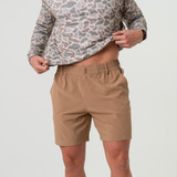 Burlebo Men's Everyday Performance Shorts in Desert Tan/Flying Ducks Green Pocket