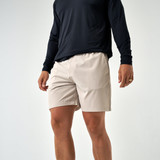 Burlebo Men's Everyday Performance Shorts in Light Khaki/Into The Wild Pocket lifestyle view