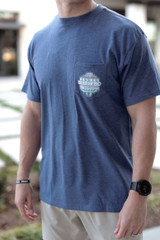The Burlebo Men's Palms and Fins Logo Tee in Heather Navy