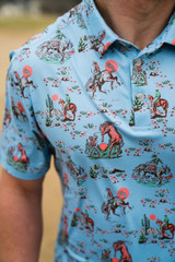 The Burlebo Men's Performance Polo in the Cowboy Up Colorway