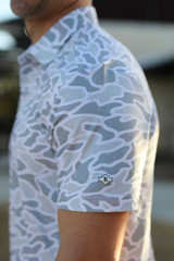 The Burlebo Men's Performance Polo in the White Camo Colorway