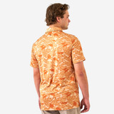 Burlebo Men's Performance Polo in Texas Orange Camo detail view