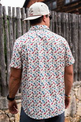 The Burlebo Men's  Performance Button Up Shirt in the All Over Ducks Colorway