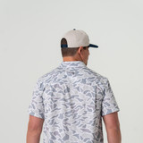 The Burlebo Men's Performance Button Up Shirt in White Camo