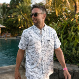 The Burlebo Men's Performance Button Up Shirt in White Camo