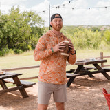 Burlebo Men's Performance Hoodie Texas Orange Camo detail