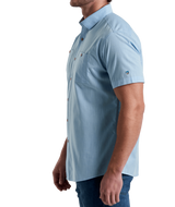 The Kuhl Men's Karib Stripe Short Sleeve Shirt in Blue Chalk