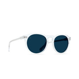 The Raen Remmy Sunglasses in the Crystal Clear and Polarized Blue Smoke Colorway