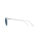 The Raen Wiley Sunglasses in the Crystal Clear and Polarized Blue Smoke Colorway