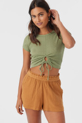 O'Neill Women's Shelbie Knit Crop Top in oil green colorway