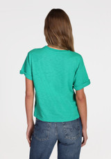 Dylan Women's Crew Pocket Top in kelly green colorway