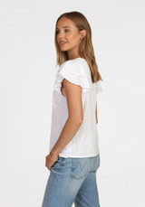 Dylan Women's Ruffle Sleeve Top in white colorway