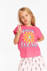 Chaser Girls' Pink Floyd Prism Sun Tee in hot pink colorway