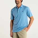 The Duck Head Men's Hayes Performance Logo Polo in Lure Blue