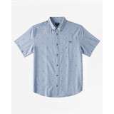 Billabong Men's All Day Jacquard Short Sleeve Woven Shirt Cropped in Washed Blue colorway