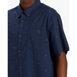 Billabong Men's All Day Jacquard Short Sleeve Woven Shirt in Navy colorway