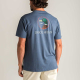 The Duck Head Men's Short Sleeve Logo Tee in Heather Navy