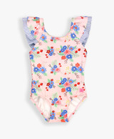 Ruffle Butts Toddler Girls' Coastal Breeze Floral Ruffle One Piece Swimsuit