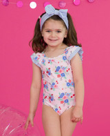 Ruffle Butts Toddler Girls' Coastal Breeze Floral Ruffle One Piece Swimsuit