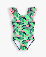 Ruffle Butts Toddler Girls' Flamingo Frenzy Ruffle One Piece Swimsuit