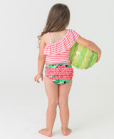 Ruffle Butts Toddler Girls' One Shoulder Ruffle Swim Set