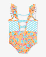 Ruffle Butts Toddler Girls' Pinafore One Piece Swimsuit in vibrant valley colorway