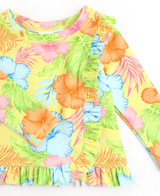 Ruffle Butts Toddler Girls' Happy Hula Rashguard Set