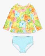 Ruffle Butts Toddler Girls' Happy Hula Rashguard Set