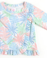 Ruffle Butts Toddler Girls' Pastel Palms Rashguard Set