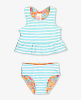 Ruffle Butts Toddler Girls' Vibrant Valley Reversible Swim Set