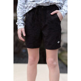 Burlebo Boys' Athletic Performance Shorts in Black Camo with Black Pockets
